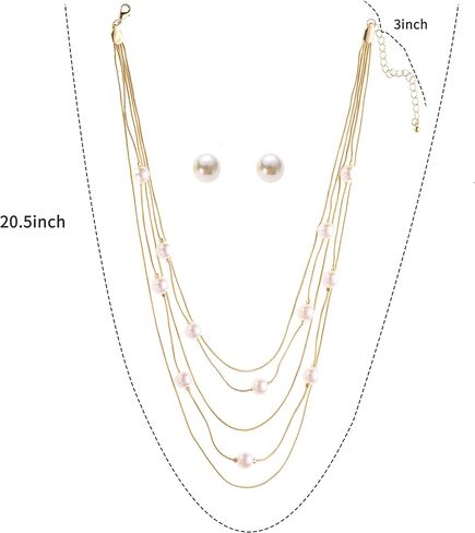 Nicole Miller Pearls Multi-strand Long Necklace Set with Pearl Earrings in Saudi Arabia