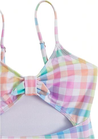 OYOANGLE Girl's One Piece Swimsuit Cut Out All Over Print Wireless Swimwear Spaghetti Straps Cami Bathing Suit in Saudi Arabia