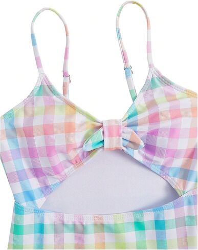 OYOANGLE Girl's One Piece Swimsuit Cut Out All Over Print Wireless Swimwear Spaghetti Straps Cami Bathing Suit in Saudi Arabia