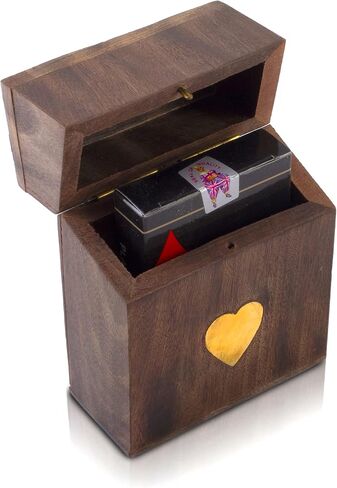 Birthday Gift Ideas Handcrafted Classic Wooden Playing Card Holder Deck Box Storage Case Organizer With Premium Quality 'Ace' Playing Cards Anniversary Housewarming Gift Ideas For Men & Women (Club) in Saudi Arabia