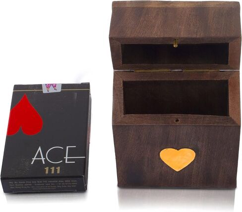 Birthday Gift Ideas Handcrafted Classic Wooden Playing Card Holder Deck Box Storage Case Organizer With Premium Quality 'Ace' Playing Cards Anniversary Housewarming Gift Ideas For Men & Women (Club) in Saudi Arabia