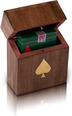 Birthday Gift Ideas Handcrafted Classic Wooden Playing Card Holder Deck Box Storage Case Organizer With Premium Quality 'Ace' Playing Cards Anniversary Housewarming Gift Ideas For Men & Women (Club) in Saudi Arabia