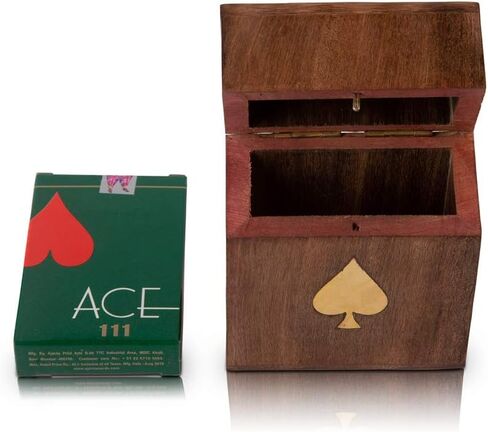 Birthday Gift Ideas Handcrafted Classic Wooden Playing Card Holder Deck Box Storage Case Organizer With Premium Quality 'Ace' Playing Cards Anniversary Housewarming Gift Ideas For Men & Women (Club) in Saudi Arabia
