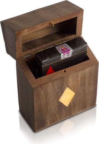 Birthday Gift Ideas Handcrafted Classic Wooden Playing Card Holder Deck Box Storage Case Organizer With Premium Quality 'Ace' Playing Cards Anniversary Housewarming Gift Ideas For Men & Women (Club) in Saudi Arabia