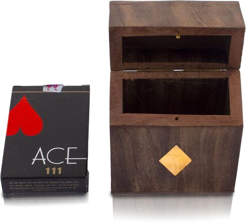 Birthday Gift Ideas Handcrafted Classic Wooden Playing Card Holder Deck Box Storage Case Organizer With Premium Quality 'Ace' Playing Cards Anniversary Housewarming Gift Ideas For Men & Women (Club) in Saudi Arabia