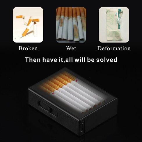Cigarette Case with Lighters Full Pack 20pcs Regular Cigarettes Box Rechargeable Windproof Flameless Electric Protable Lighter (Dragon) in Saudi Arabia