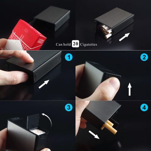 Cigarette Case with Lighters Full Pack 20pcs Regular Cigarettes Box Rechargeable Windproof Flameless Electric Protable Lighter (Dragon) in Saudi Arabia