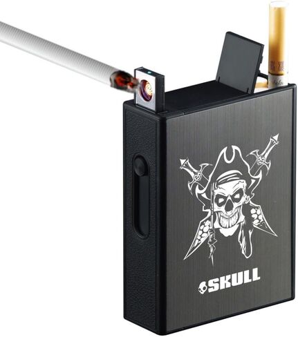 Cigarette Case with Lighters Full Pack 20pcs Regular Cigarettes Box Rechargeable Windproof Flameless Electric Protable Lighter (Dragon) in Saudi Arabia