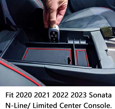 صينية تنظيم وحدة التحكم المركزية EDBETOS متوافقة مع ملحقات Hyundai Sonata 2020 2021-2022 2023 محدودة على شكل حرف N صندوق تخزين ثانوي لمسند الذراع الداخلي مادة ABS، زخرفة سوداء in Kuwait