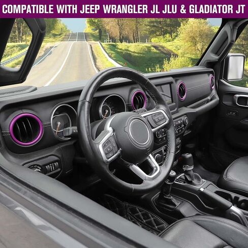 for JL AC Vent Ring, 4PCS Center Console Dashboard Air Conditioning Outlet Cover Interior Trim Kits Compatible with 2018-2023 Jeep Wrangler JL JLU & Gladiator JT, Aluminum Alloy (Black) in Saudi Arabia