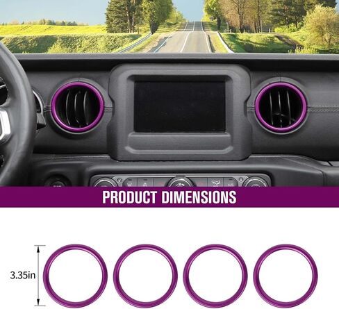 for JL AC Vent Ring, 4PCS Center Console Dashboard Air Conditioning Outlet Cover Interior Trim Kits Compatible with 2018-2023 Jeep Wrangler JL JLU & Gladiator JT, Aluminum Alloy (Black) in Saudi Arabia