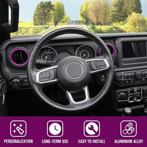 for JL AC Vent Ring, 4PCS Center Console Dashboard Air Conditioning Outlet Cover Interior Trim Kits Compatible with 2018-2023 Jeep Wrangler JL JLU & Gladiator JT, Aluminum Alloy (Black) in Saudi Arabia