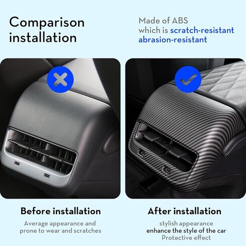 Carbon Fiber AC Vents Cover for Tesla Model 3 / Model Y, Inner Rear Air Vent Outlet Cover, Rear Center Console Air Vent Trim, Anti Kick Cover Protector in Saudi Arabia