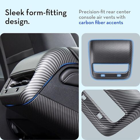 Carbon Fiber AC Vents Cover for Tesla Model 3 / Model Y, Inner Rear Air Vent Outlet Cover, Rear Center Console Air Vent Trim, Anti Kick Cover Protector in Saudi Arabia