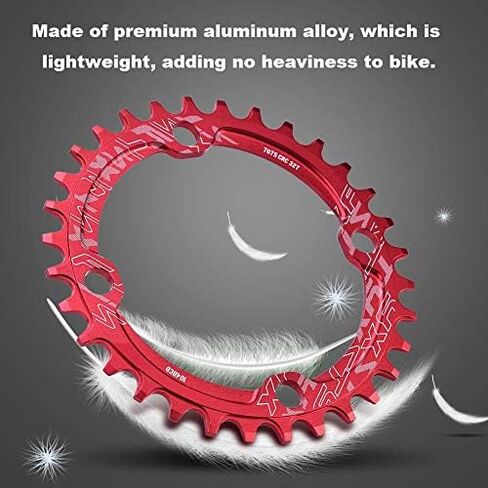 Keenso 32/34/36/38T BCD104 Bike Chain Ring,Aluminum Alloy Mountain Bike Steel Single Crank Chain Ring Round Gear Bicycle Chain Ring for Mountain Bike Repairing(36T-Red) in Saudi Arabia