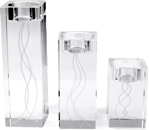 Clear Crystal Candle Holder Set, 3 Pcs Glass Tealight Candlestick Holders, Unity Pillar Votive Candelabra Candle Holders Stand Decorative for Table Centerpiece, Party, Wedding, Birthday in Saudi Arabia