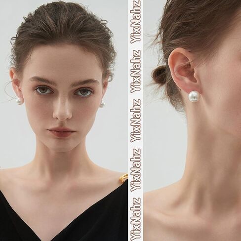 Dainty Sterling Silver Pearl Earrings for Women Trendy, Women's 14k Gold Stud Earrings Wedding Earring for Womens Pearl Jewelry Gifts for Teen Girls on Birthday Party in Saudi Arabia