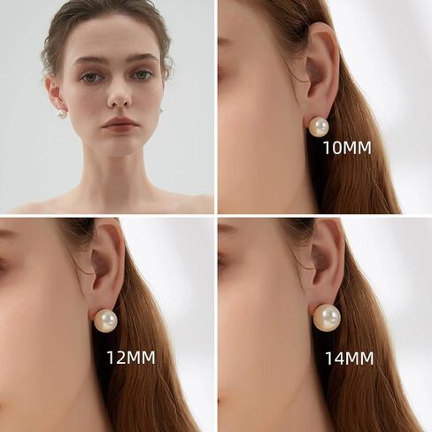 Dainty Sterling Silver Pearl Earrings for Women Trendy, Women's 14k Gold Stud Earrings Wedding Earring for Womens Pearl Jewelry Gifts for Teen Girls on Birthday Party in Saudi Arabia