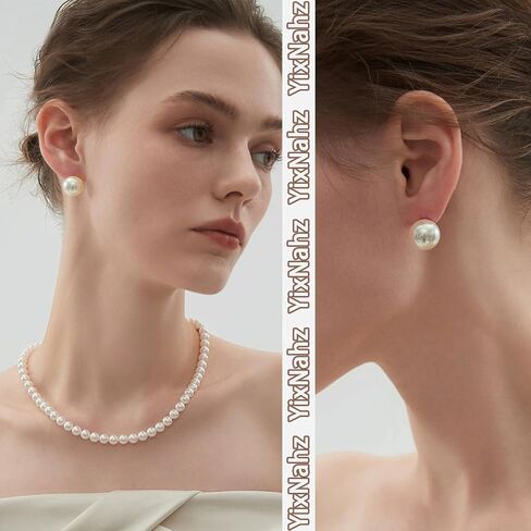 Dainty Sterling Silver Pearl Earrings for Women Trendy, Women's 14k Gold Stud Earrings Wedding Earring for Womens Pearl Jewelry Gifts for Teen Girls on Birthday Party in Saudi Arabia