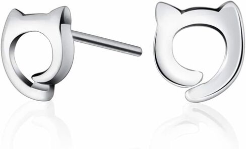 Cute Cat Kitten Mini Stud Earrings for Women Teen Girls 925 Sterling Silver Cartilage Piercing Tiny Studs Earring Dainty Jewelry Birthday Gifts Hypoallergenic in Saudi Arabia
