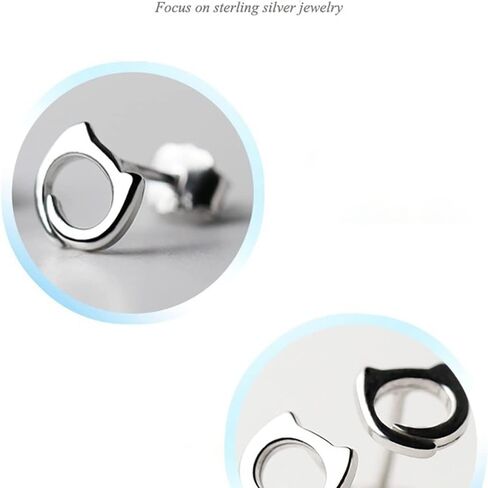 Cute Cat Kitten Mini Stud Earrings for Women Teen Girls 925 Sterling Silver Cartilage Piercing Tiny Studs Earring Dainty Jewelry Birthday Gifts Hypoallergenic in Saudi Arabia