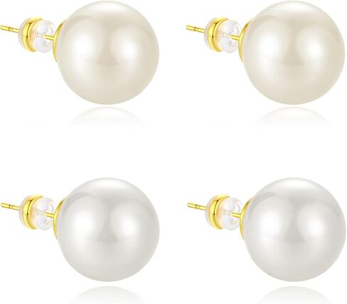 Dainty Sterling Silver Pearl Earrings for Women Trendy, Women's 14k Gold Stud Earrings Wedding Earring for Womens Pearl Jewelry Gifts for Teen Girls on Birthday Party in Saudi Arabia