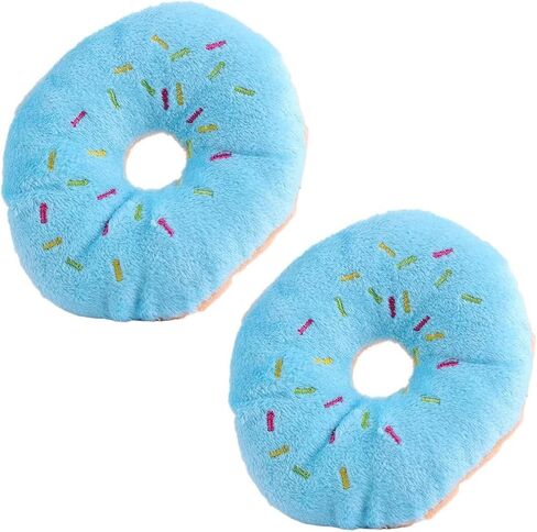 2 PCS Blue Donut Shape Plush Pet Toy,Lovely Donut Shaped Squeaky Squeaking Sound Toy for Pet Chew Toy Squeaky Plush Dog Toy Blueberry Squeaky Plush Dog Toy Chew Guard Technology Dog Squeak Toys in Saudi Arabia