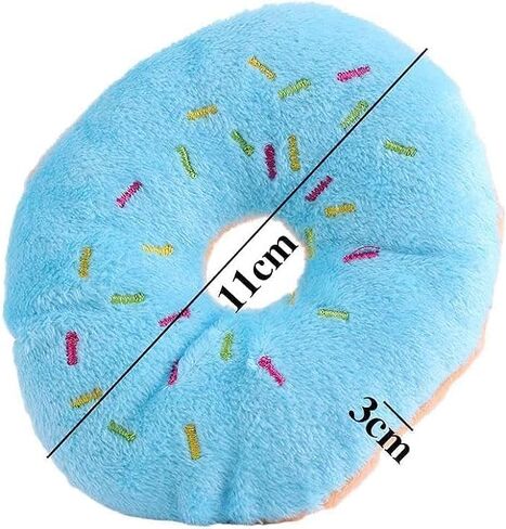 2 PCS Blue Donut Shape Plush Pet Toy,Lovely Donut Shaped Squeaky Squeaking Sound Toy for Pet Chew Toy Squeaky Plush Dog Toy Blueberry Squeaky Plush Dog Toy Chew Guard Technology Dog Squeak Toys in Saudi Arabia
