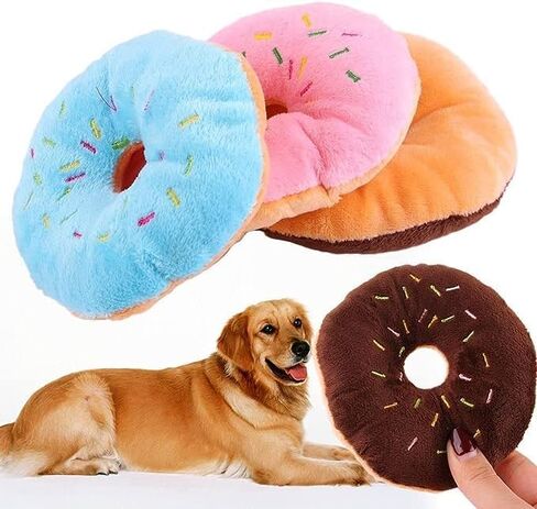2 PCS Blue Donut Shape Plush Pet Toy,Lovely Donut Shaped Squeaky Squeaking Sound Toy for Pet Chew Toy Squeaky Plush Dog Toy Blueberry Squeaky Plush Dog Toy Chew Guard Technology Dog Squeak Toys in Saudi Arabia