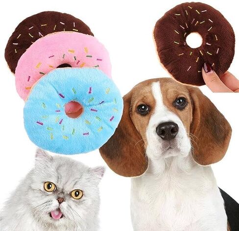 2 PCS Blue Donut Shape Plush Pet Toy,Lovely Donut Shaped Squeaky Squeaking Sound Toy for Pet Chew Toy Squeaky Plush Dog Toy Blueberry Squeaky Plush Dog Toy Chew Guard Technology Dog Squeak Toys in Saudi Arabia