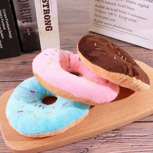 2 PCS Blue Donut Shape Plush Pet Toy,Lovely Donut Shaped Squeaky Squeaking Sound Toy for Pet Chew Toy Squeaky Plush Dog Toy Blueberry Squeaky Plush Dog Toy Chew Guard Technology Dog Squeak Toys in Saudi Arabia