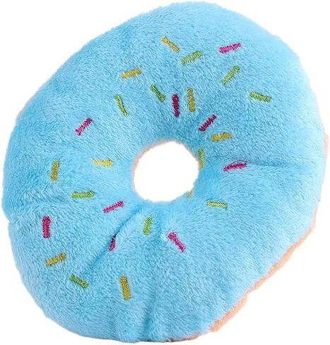 2 PCS Blue Donut Shape Plush Pet Toy,Lovely Donut Shaped Squeaky Squeaking Sound Toy for Pet Chew Toy Squeaky Plush Dog Toy Blueberry Squeaky Plush Dog Toy Chew Guard Technology Dog Squeak Toys in Saudi Arabia