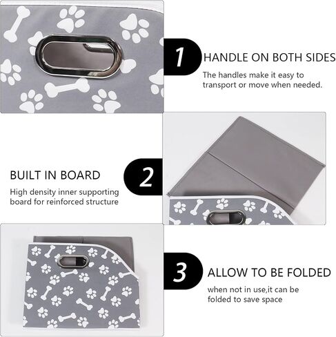 Large Dog Toy Storage Bin, Foldable Trapezoid Box with Handles | Canvas Fabric,Large Capacity, for Pet Supplies,Pet Toy Organizer Basket, Sturdy Metal Handles ,Easy Carry pet storage-Gray in Kuwait