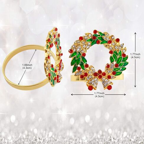 Set of 8 Christmas Gold Napkin Rings for Xmas,Thanksgiving,Wedding,Holiday Party Table Decoration(Christmas Wreath) in Saudi Arabia