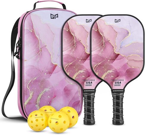 Pickleball Paddles | USAPA Approved | Graphite Carbon/Fiberglass Face with Polypropylene Honeycomb Core | Lightweight Pickleball Paddles Set of 2 Rackets, 4 Balls and 1 Carry Bag in Saudi Arabia