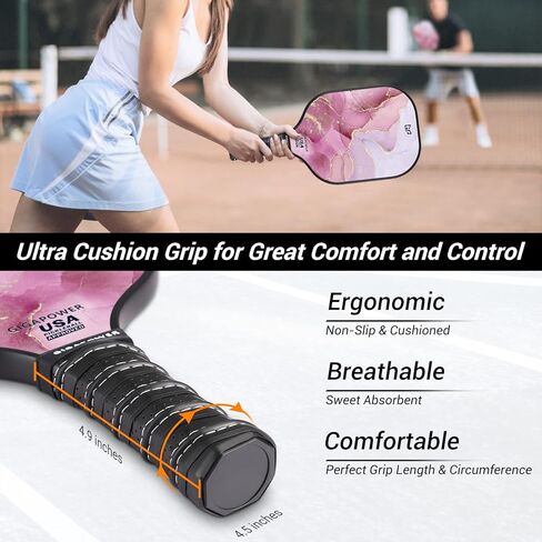 Pickleball Paddles | USAPA Approved | Graphite Carbon/Fiberglass Face with Polypropylene Honeycomb Core | Lightweight Pickleball Paddles Set of 2 Rackets, 4 Balls and 1 Carry Bag in Saudi Arabia