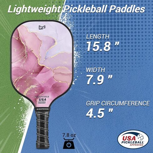 Pickleball Paddles | USAPA Approved | Graphite Carbon/Fiberglass Face with Polypropylene Honeycomb Core | Lightweight Pickleball Paddles Set of 2 Rackets, 4 Balls and 1 Carry Bag in Saudi Arabia