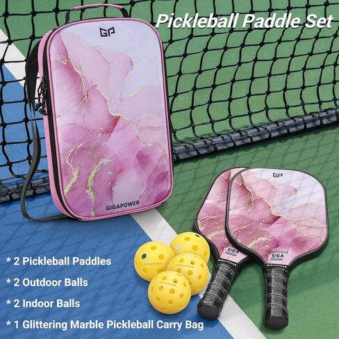 Pickleball Paddles | USAPA Approved | Graphite Carbon/Fiberglass Face with Polypropylene Honeycomb Core | Lightweight Pickleball Paddles Set of 2 Rackets, 4 Balls and 1 Carry Bag in Saudi Arabia
