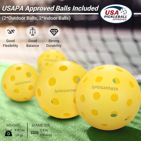 Pickleball Paddles | USAPA Approved | Graphite Carbon/Fiberglass Face with Polypropylene Honeycomb Core | Lightweight Pickleball Paddles Set of 2 Rackets, 4 Balls and 1 Carry Bag in Saudi Arabia