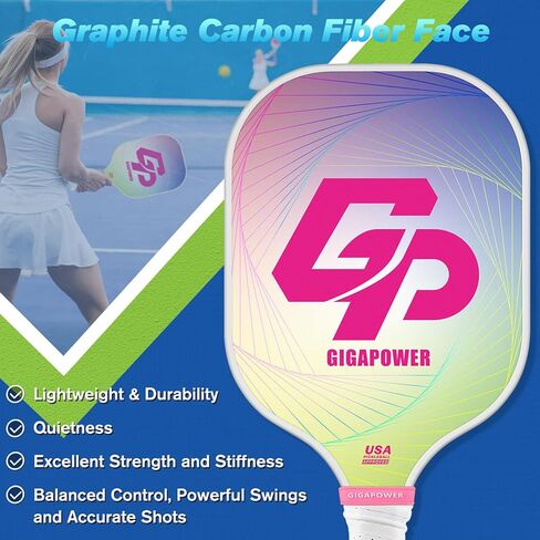 Pickleball Paddles | USAPA Approved | Graphite Carbon/Fiberglass Face with Polypropylene Honeycomb Core | Lightweight Pickleball Paddles Set of 2 Rackets, 4 Balls and 1 Carry Bag in Saudi Arabia
