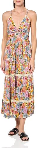 Angie Women's Spaghetti Strap V-Neck Maxi Dress with Center Cutout in Kuwait