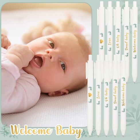 عبوة من 50 قلم حبر جاف لحفل استقبال المولود الجديد - هدايا لحفلات استقبال المولود الجديد لجوائز الضيوف - هدايا لحفلات استقبال المولود الجديد It's a Boy أقلام جل قابلة للسحب بالحبر الأسود (أبيض) in Kuwait