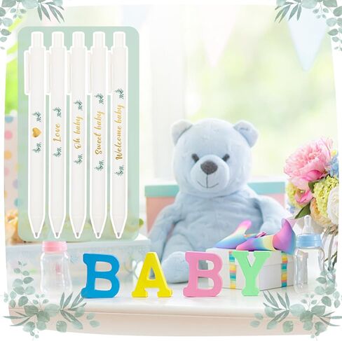 عبوة من 50 قلم حبر جاف لحفل استقبال المولود الجديد - هدايا لحفلات استقبال المولود الجديد لجوائز الضيوف - هدايا لحفلات استقبال المولود الجديد It's a Boy أقلام جل قابلة للسحب بالحبر الأسود (أبيض) in Kuwait