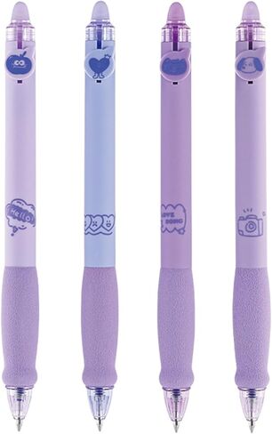 4 قطع من أقلام حبر جل قابلة للمسح، أقلام قابلة للسحب، أقلام وردية لطيفة، 0.5 ملم، قلم كتابة بالحبر الأسود، أقلام مكتبية، أقلام مدرسية للنساء والفتيات (حبر أسود وردي) in Kuwait