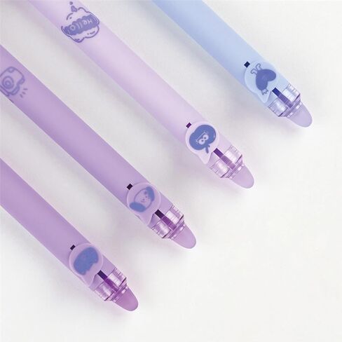 4 قطع من أقلام حبر جل قابلة للمسح، أقلام قابلة للسحب، أقلام وردية لطيفة، 0.5 ملم، قلم كتابة بالحبر الأسود، أقلام مكتبية، أقلام مدرسية للنساء والفتيات (حبر أسود وردي) in Kuwait