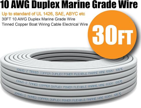 30FT 10 Gauge Marine Wire,10AWG Duplex Marine Grade 10/2 Wire Tinned Copper Wiring Cable with Fork Spade Butt Terminals,Heat Shrink Tubing for Automotive Outdoor Boat in Saudi Arabia