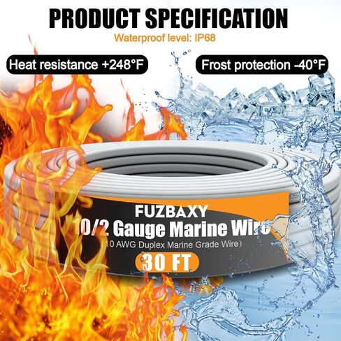30FT 10 Gauge Marine Wire,10AWG Duplex Marine Grade 10/2 Wire Tinned Copper Wiring Cable with Fork Spade Butt Terminals,Heat Shrink Tubing for Automotive Outdoor Boat in Saudi Arabia