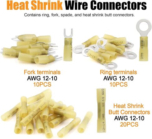 30FT 10 Gauge Marine Wire,10AWG Duplex Marine Grade 10/2 Wire Tinned Copper Wiring Cable with Fork Spade Butt Terminals,Heat Shrink Tubing for Automotive Outdoor Boat in Saudi Arabia