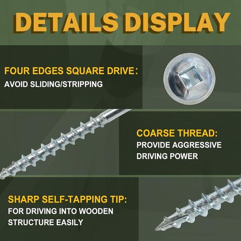 LIONMAX Pocket Wood Screws #8 x 2-1/2", Interior Wood Screws 285PCS, Zinc Plated Screws with Coarse Thread, Washer Head Square Drive, for Pocket Hole Jig, 150MM Drive Bit Included in Saudi Arabia