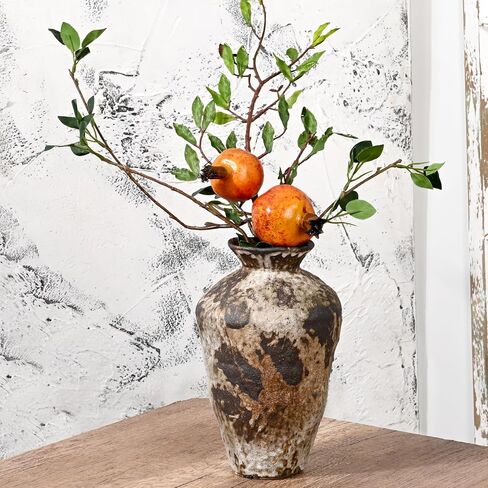 Ceramic Rustic Vase, Farmhouse Vase, Pottery Vase, Vintage Flower vase, Terra Cotta Vase for Home Decor, Living Room, Dining Room, Bedroom, Kitchen, Bathroom, Hallway (Short) in Saudi Arabia